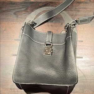 9”x10” Black Pebbled Leather Shoulder Bag